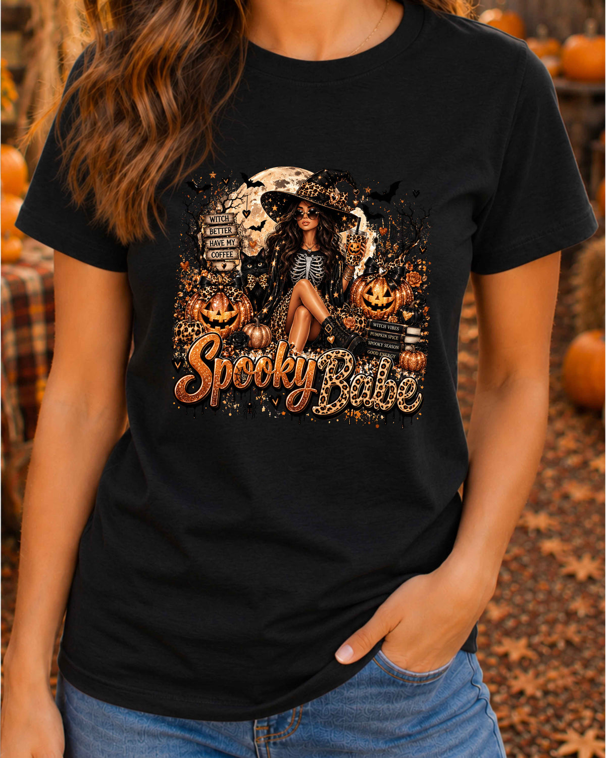Spooky Babe Witchy Halloween T-Shirt