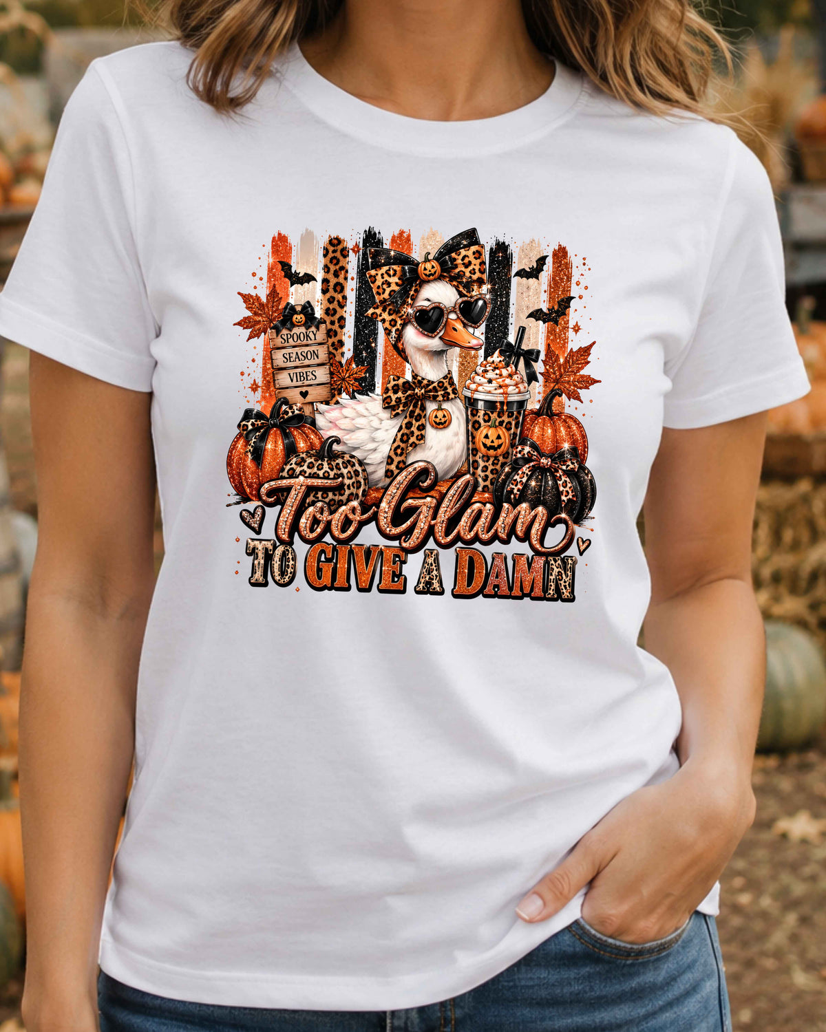 Funny Duck Too Glam To Give A Damn Spooky Season T-Shirt