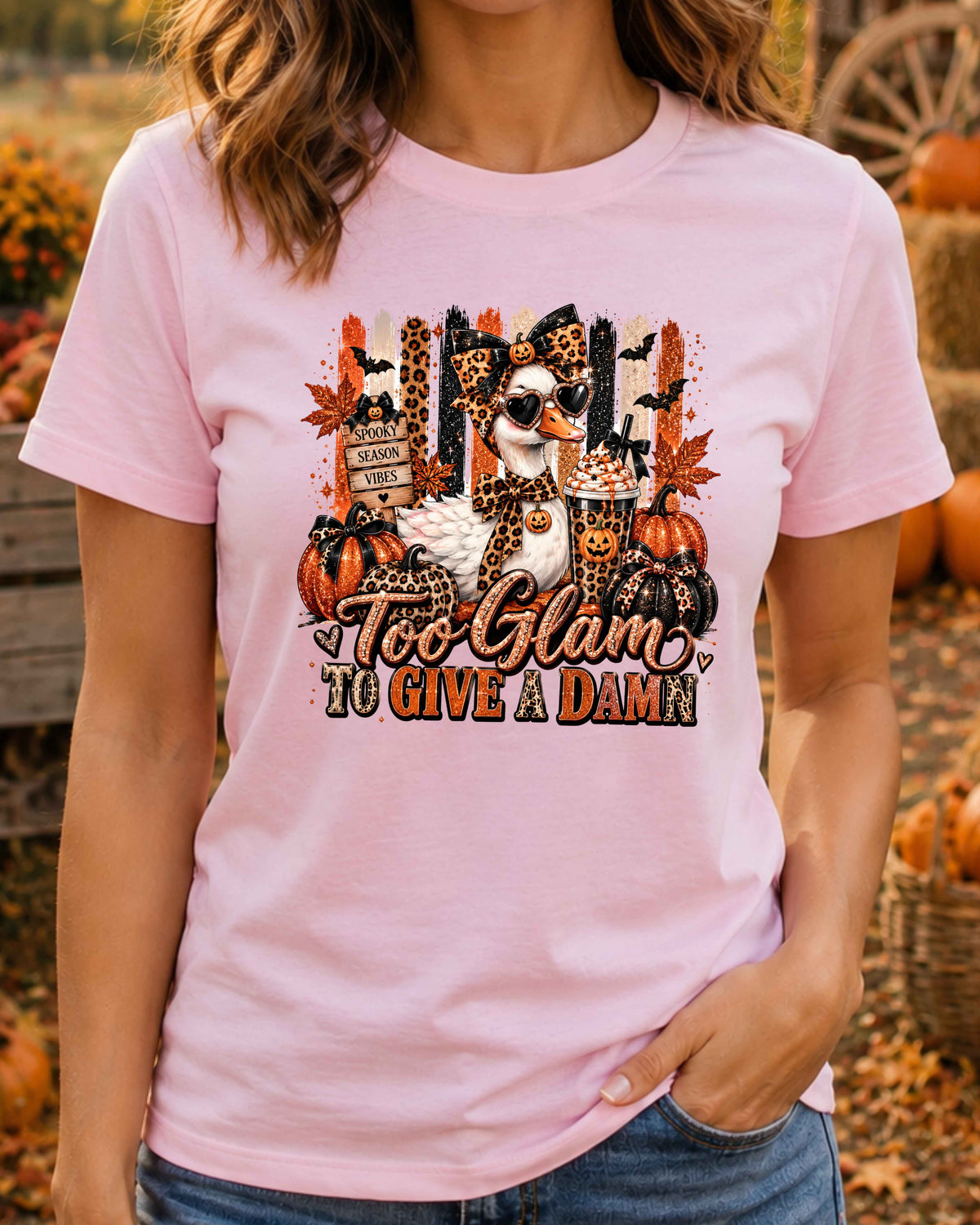 Funny Duck Too Glam To Give A Damn Spooky Season T-Shirt