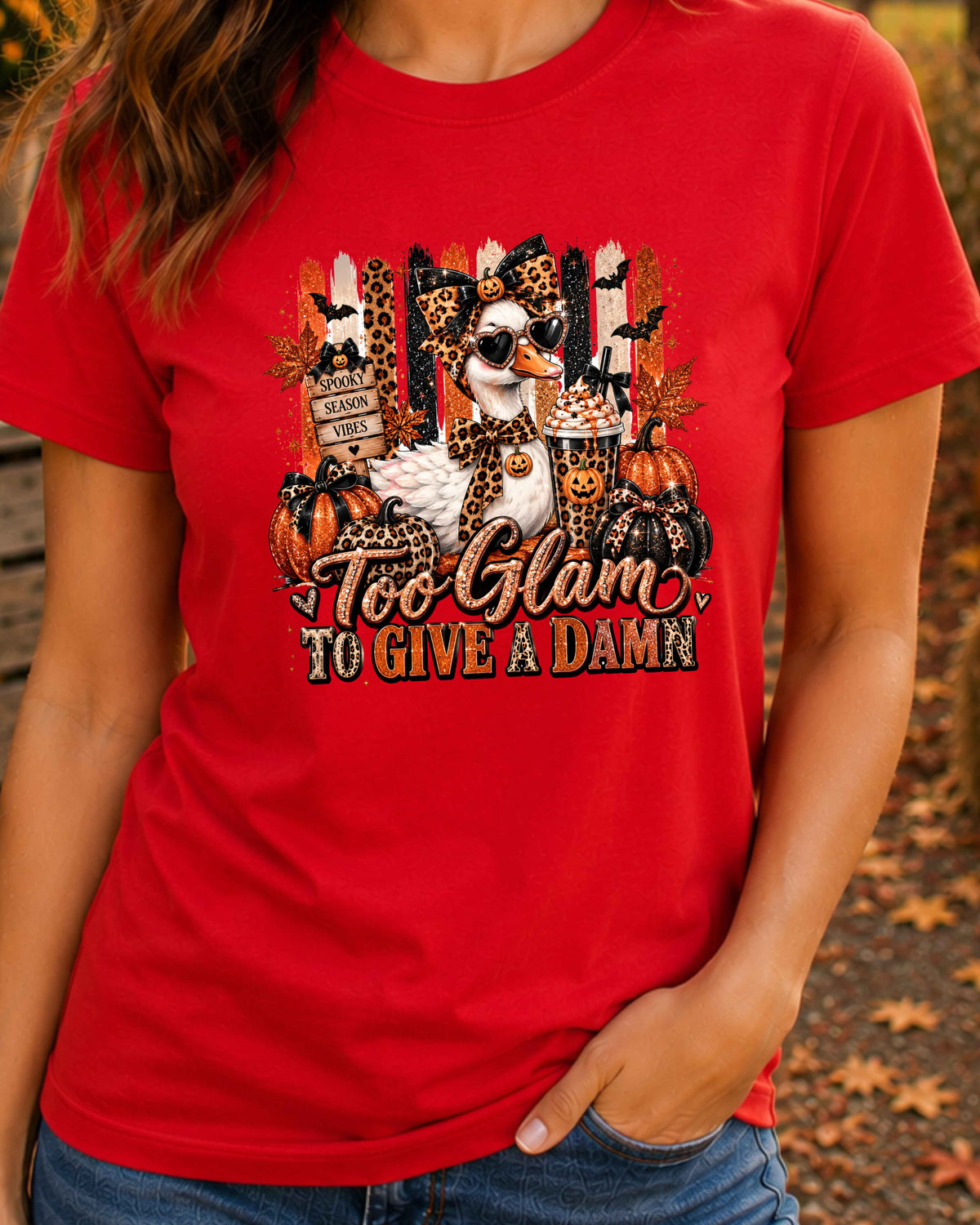 Funny Duck Too Glam To Give A Damn Spooky Season T-Shirt