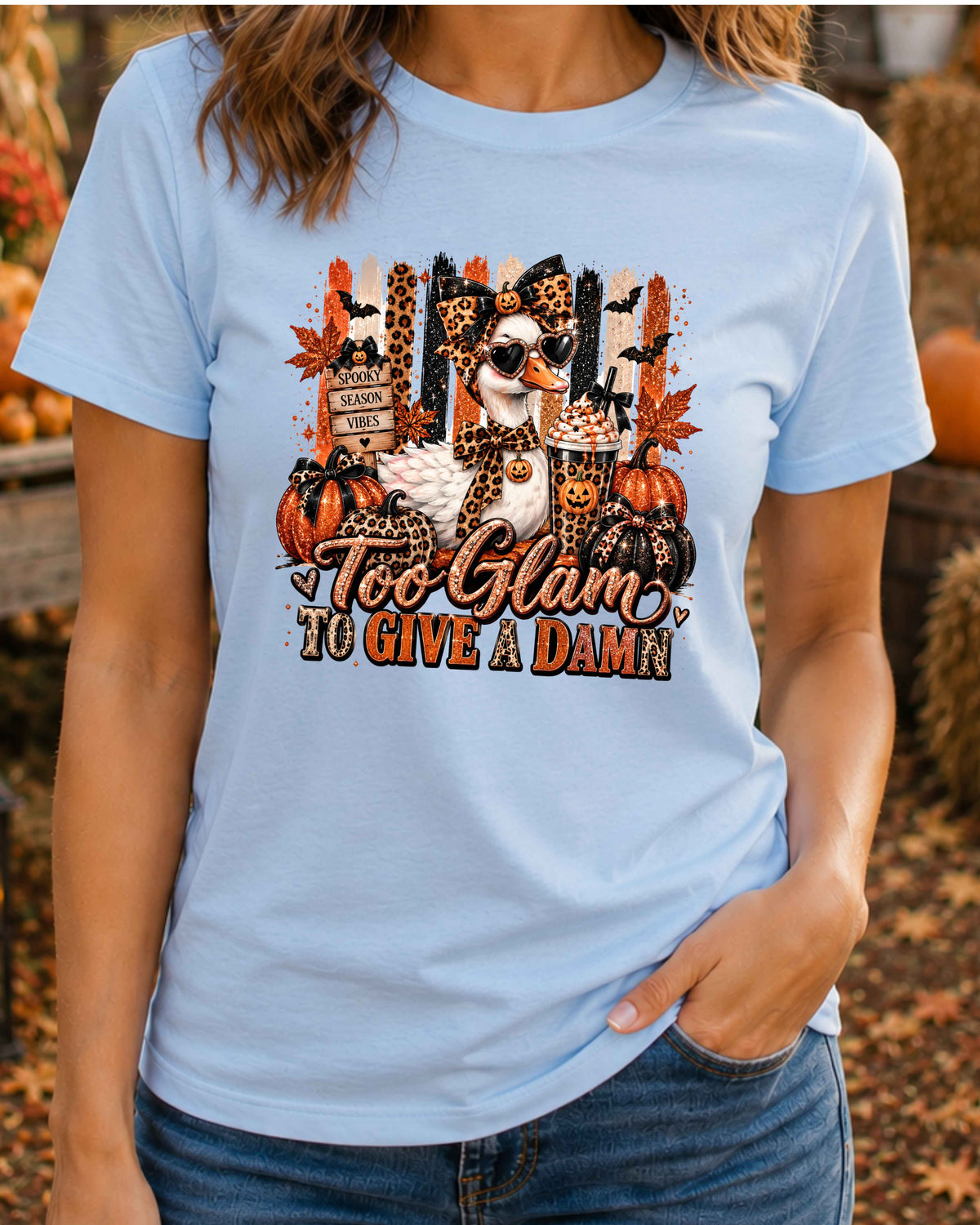 Funny Duck Too Glam To Give A Damn Spooky Season T-Shirt