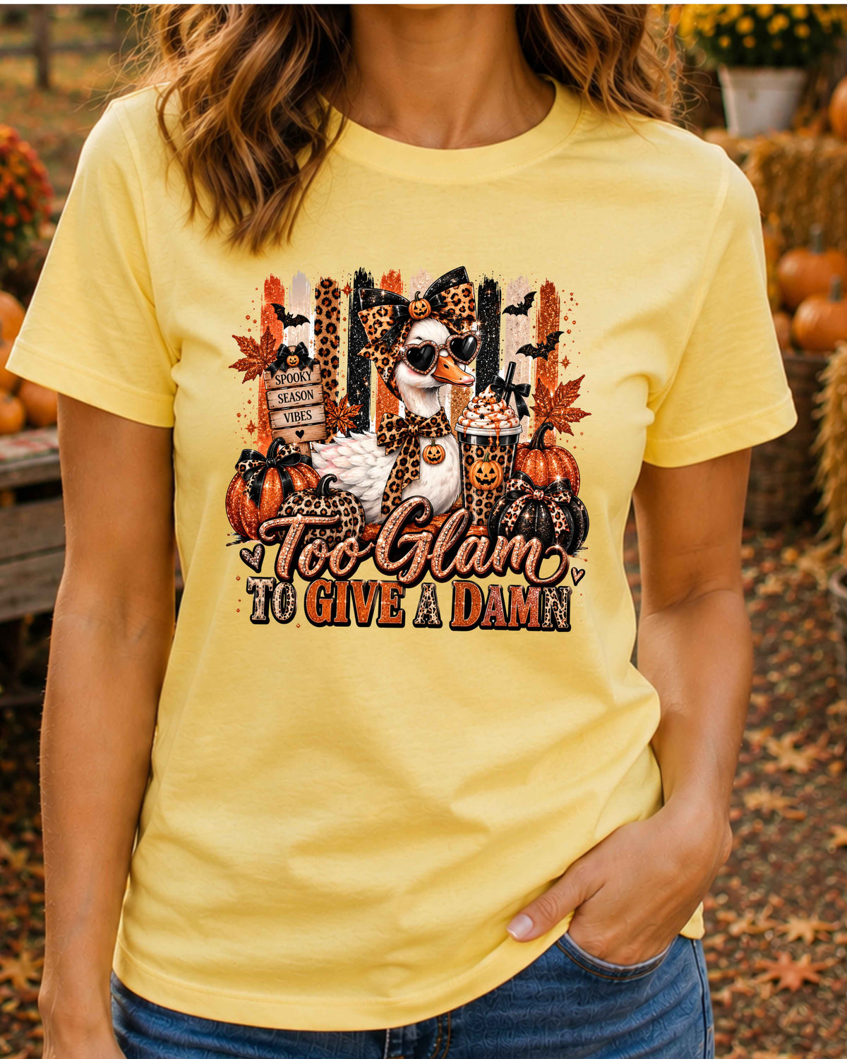 Funny Duck Too Glam To Give A Damn Spooky Season T-Shirt