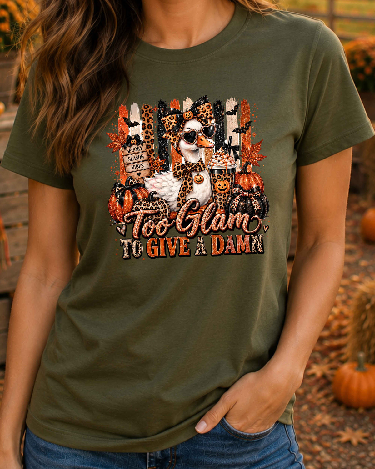 Funny Duck Too Glam To Give A Damn Spooky Season T-Shirt