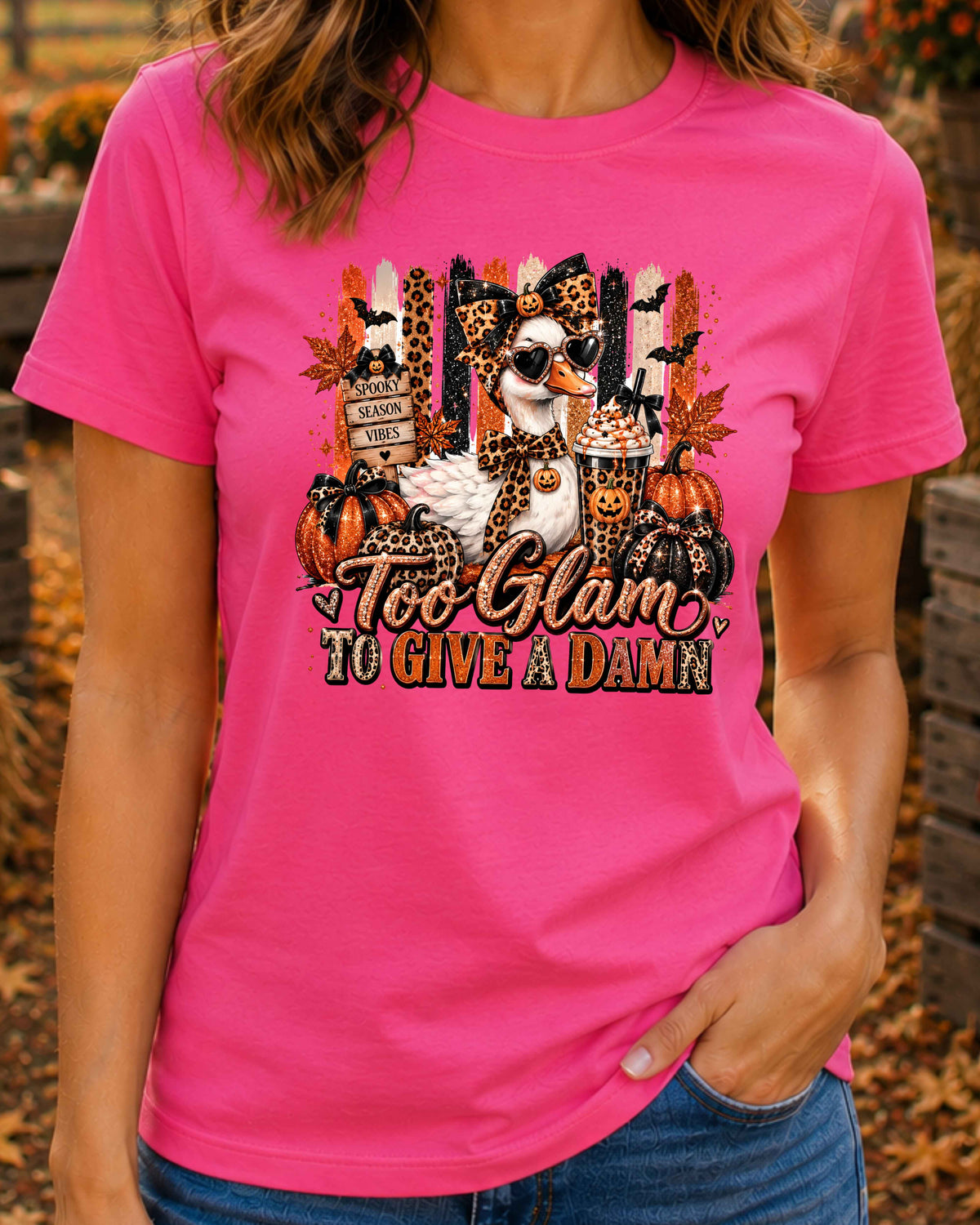 Funny Duck Too Glam To Give A Damn Spooky Season T-Shirt