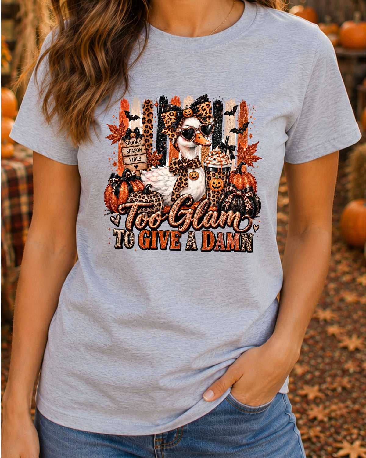 Funny Duck Too Glam To Give A Damn Spooky Season T-Shirt