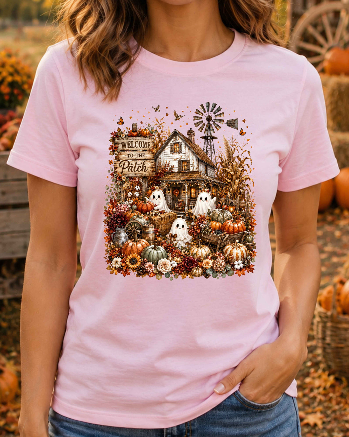Welcome to the Patch Farmhouse Halloween Ghost T-Shirt
