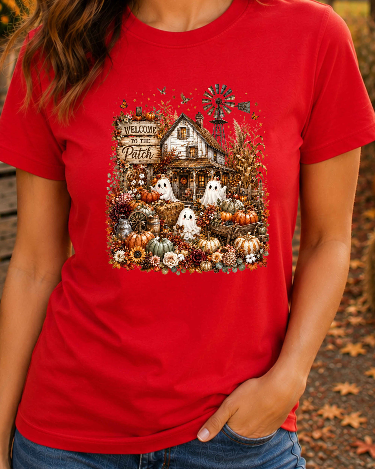 Welcome to the Patch Farmhouse Halloween Ghost T-Shirt