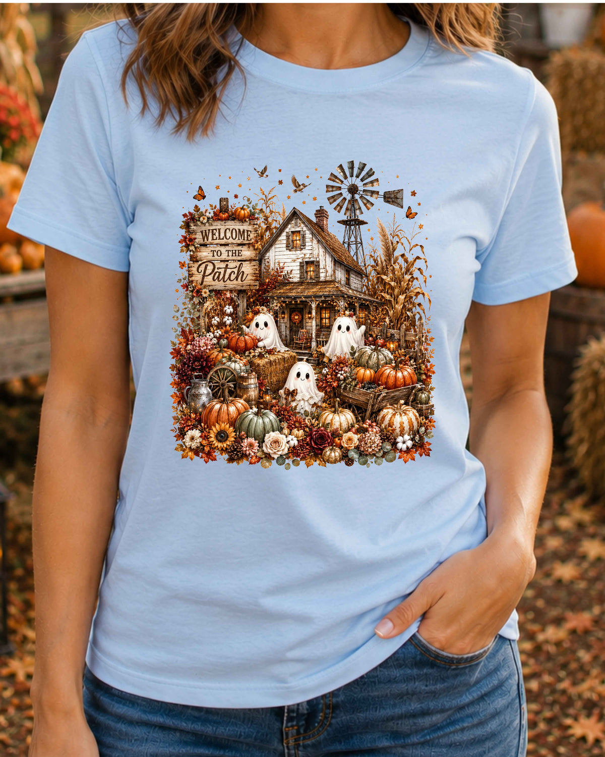 Welcome to the Patch Farmhouse Halloween Ghost T-Shirt