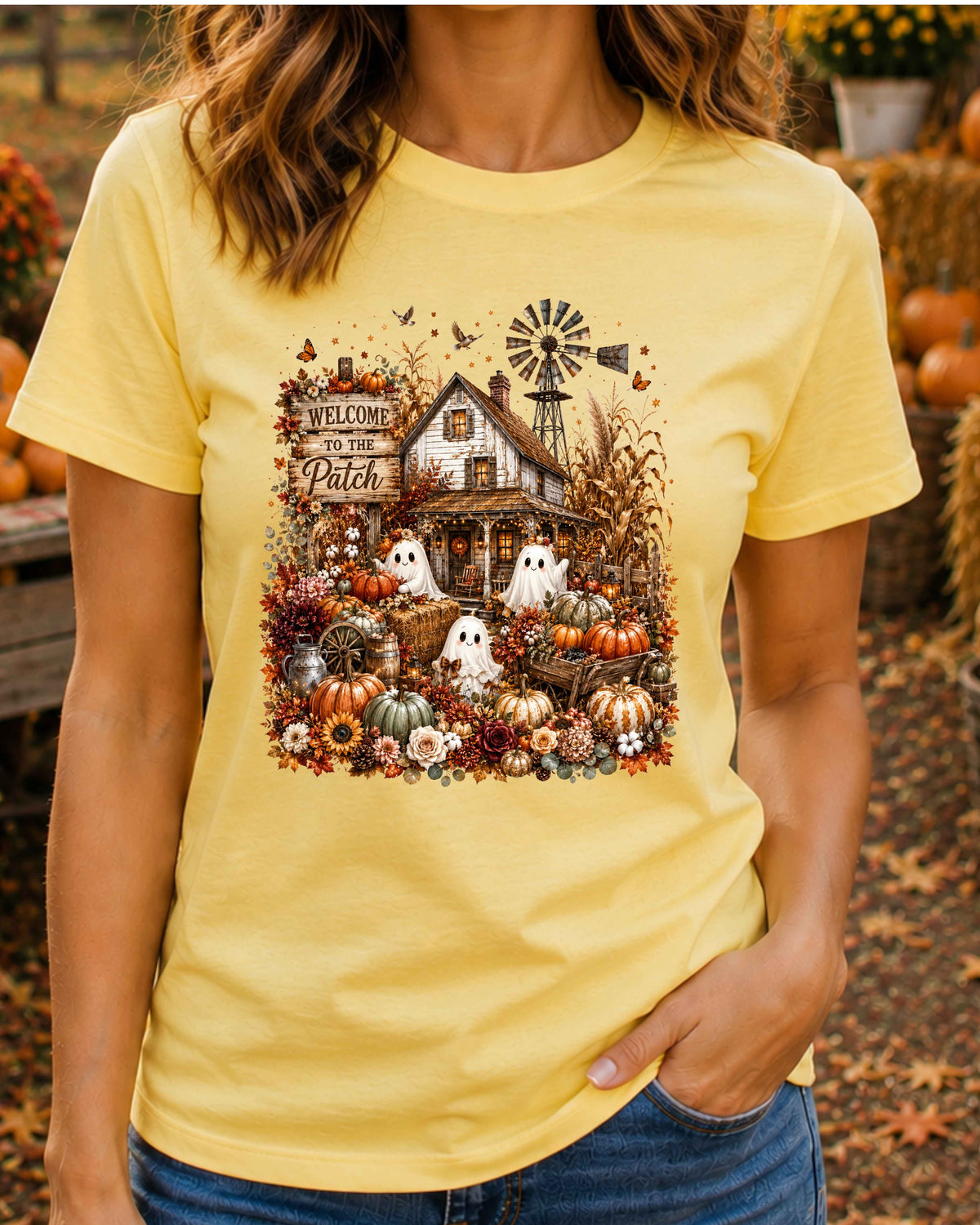 Welcome to the Patch Farmhouse Halloween Ghost T-Shirt