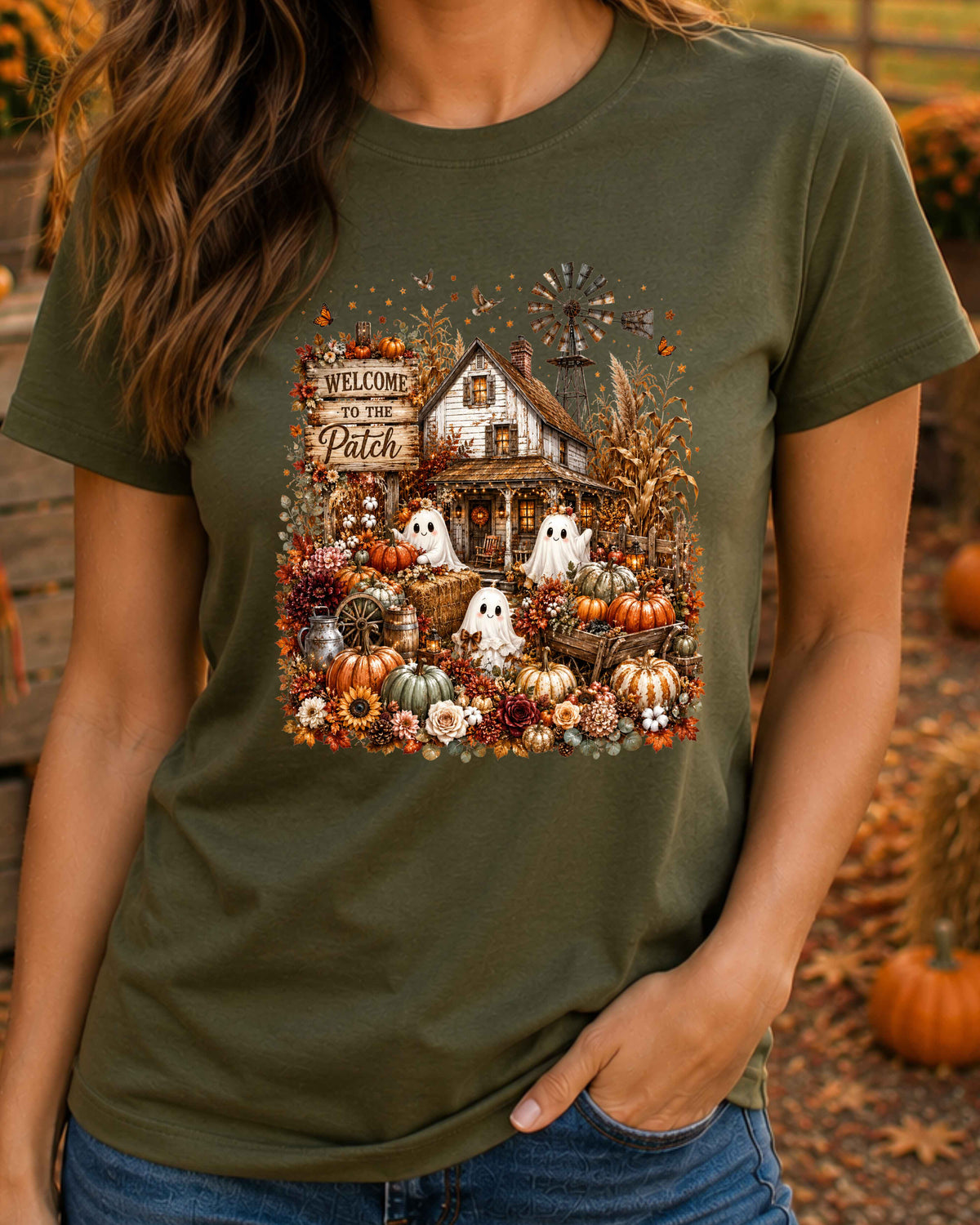Welcome to the Patch Farmhouse Halloween Ghost T-Shirt