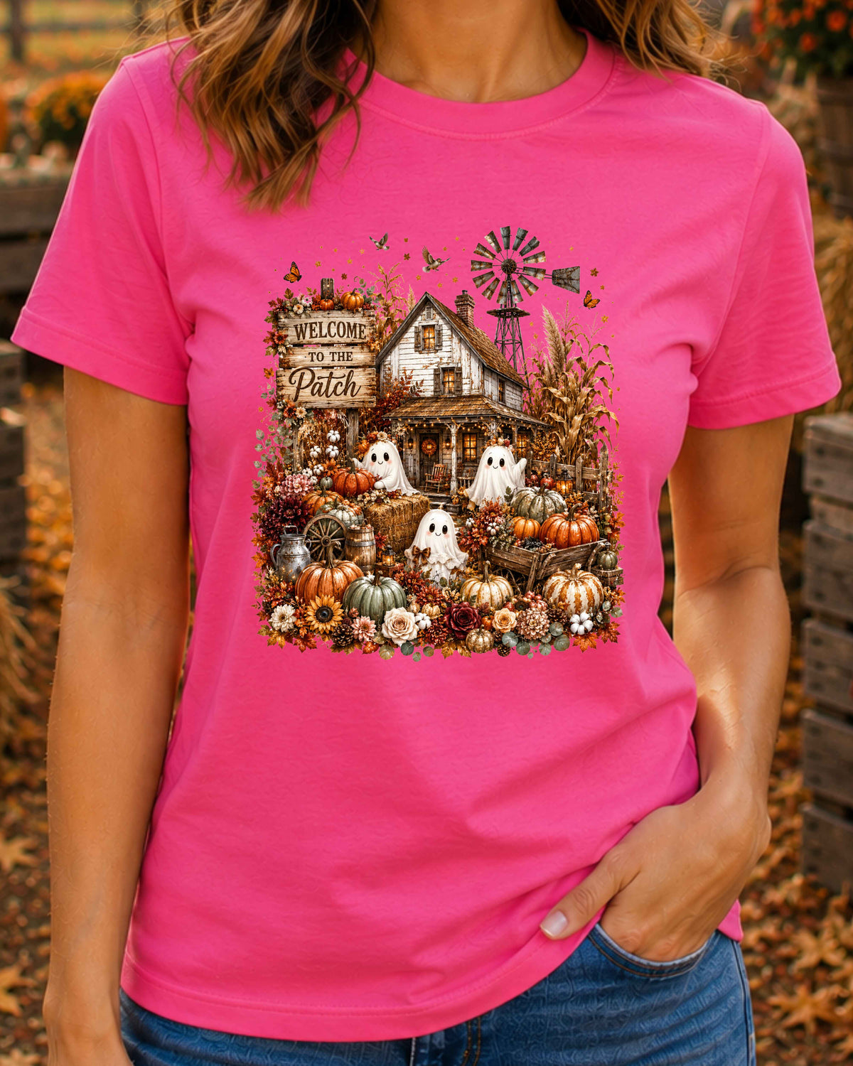Welcome to the Patch Farmhouse Halloween Ghost T-Shirt
