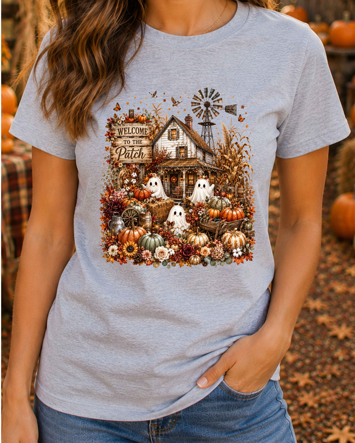 Welcome to the Patch Farmhouse Halloween Ghost T-Shirt