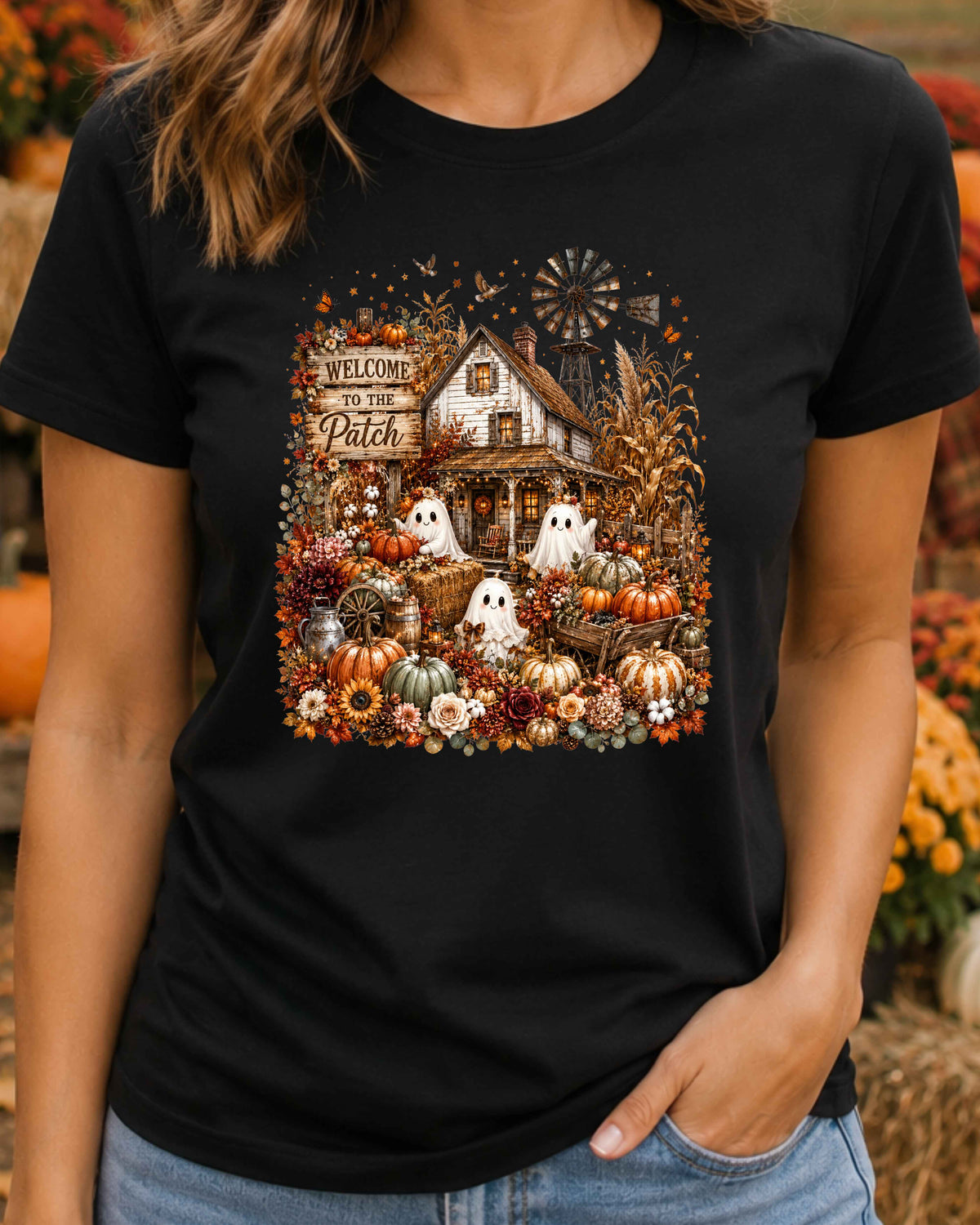Welcome to the Patch Farmhouse Halloween Ghost T-Shirt