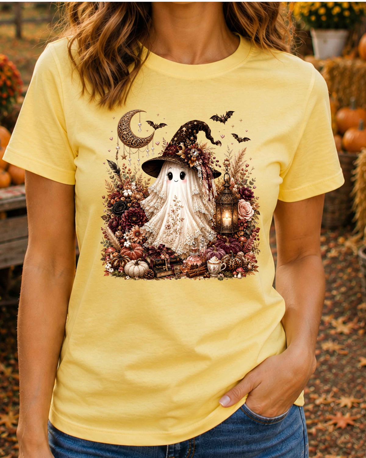 Ghost Witch Coquette Autumn Halloween T-Shirt
