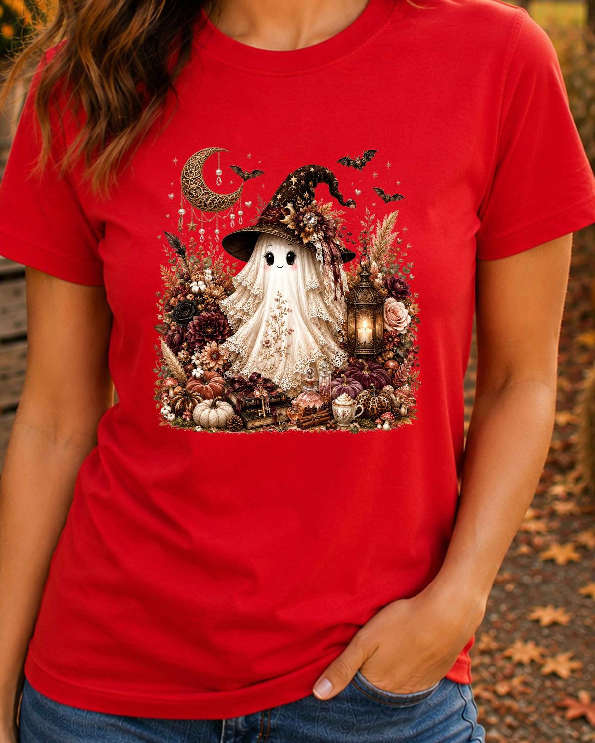 Ghost Witch Coquette Autumn Halloween T-Shirt